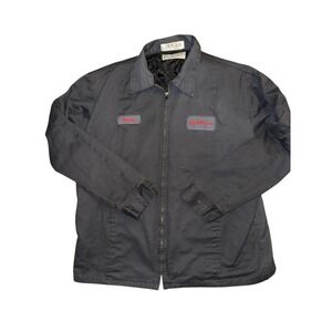 Vintage Aramark Jiffy Lube Mechanic Work Jacket 2XL Black Quilted Lined Uniform